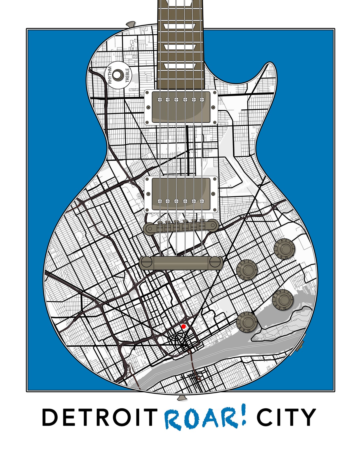 Detroit Rock City Roar! Lions inspired print! Stadium Map