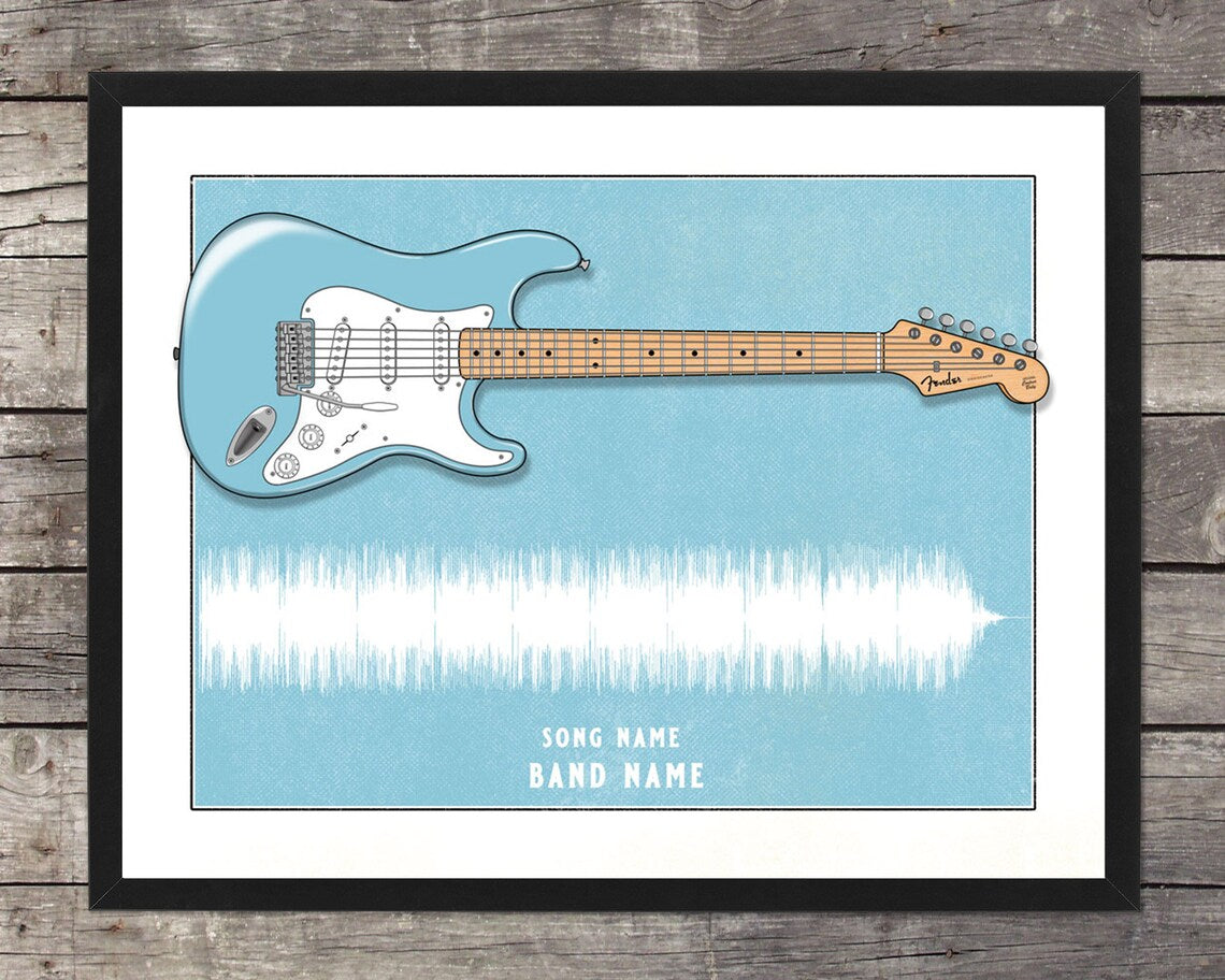Custom Stat Guitar Song Wave Print