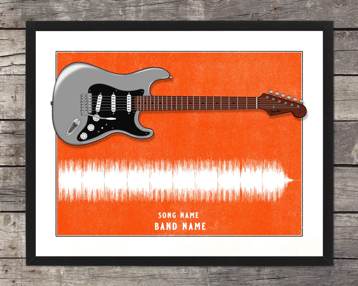 Custom Stat Guitar Song Wave Print