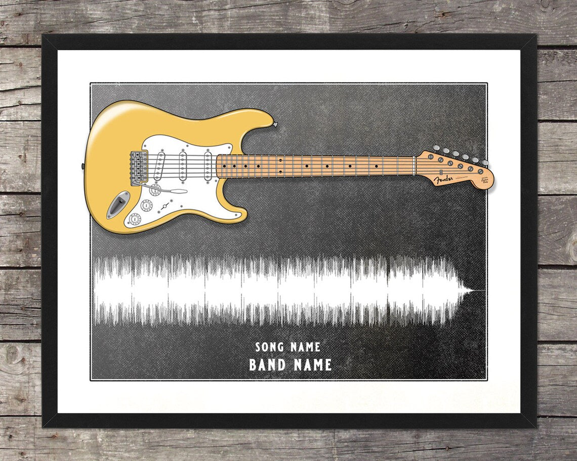 Custom Stat Guitar Song Wave Print